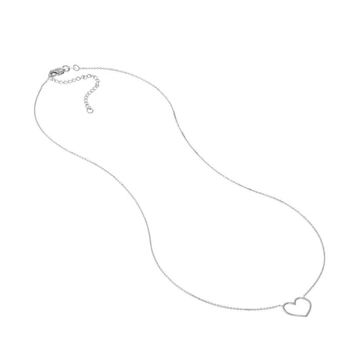 14K Yellow White Rose Gold 0.8mm Open Heart Necklace (Solid Links) 16" - 18" Adjustable - WJD Exclusives