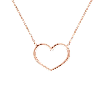 14K Gold Yellow White Rose 0.8mm Open Heart Pendant Necklace 16"-18" Adjustable