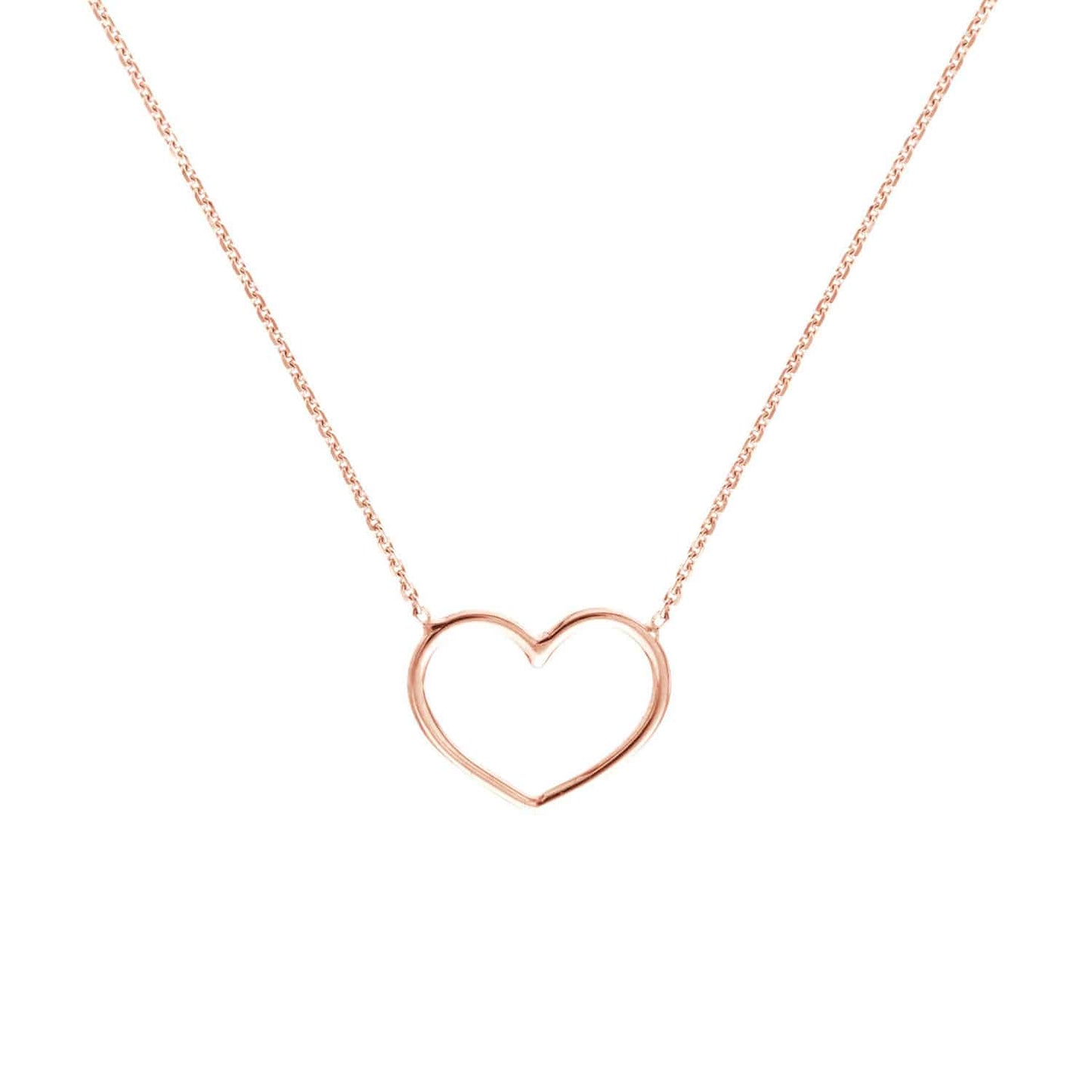 14K Gold Yellow White Rose 0.8mm Open Heart Pendant Necklace 16"-18" Adjustable