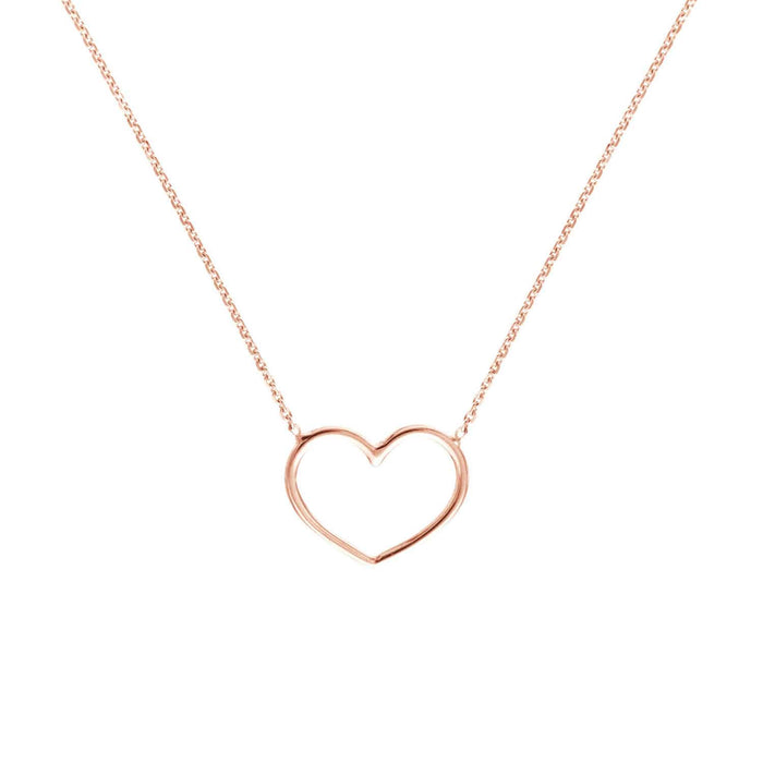 14K Yellow White Rose Gold 0.8mm Open Heart Necklace (Solid Links) 16" - 18" Adjustable - WJD Exclusives
