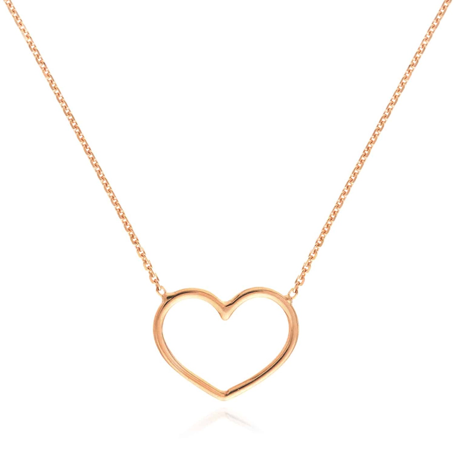 14K Gold Yellow White Rose 0.8mm Open Heart Pendant Necklace 16"-18" Adjustable