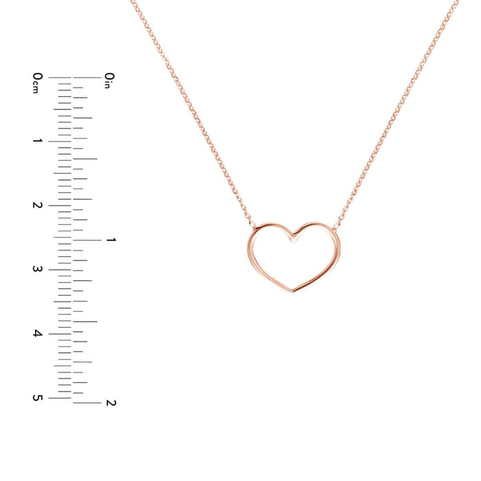 14K Yellow White Rose Gold 0.8mm Open Heart Necklace (Solid Links) 16" - 18" Adjustable - WJD Exclusives