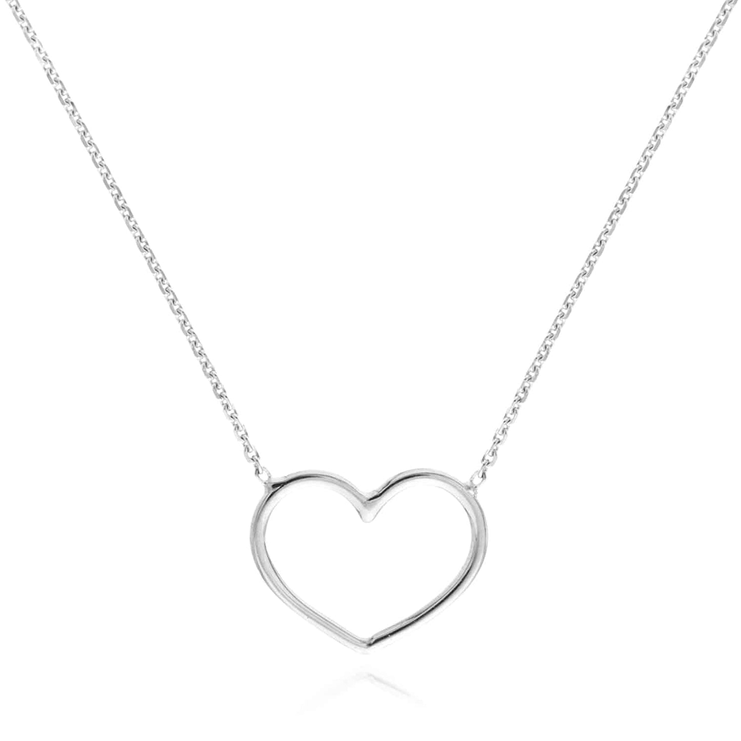 14K Gold Yellow White Rose 0.8mm Open Heart Pendant Necklace 16"-18" Adjustable