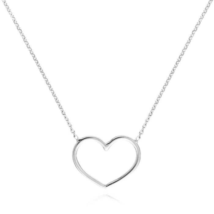 14K Yellow White Rose Gold 0.8mm Open Heart Necklace (Solid Links) 16" - 18" Adjustable - WJD Exclusives