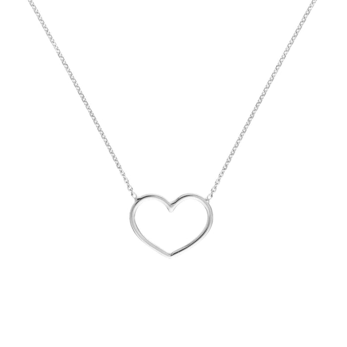 14K Yellow White Rose Gold 0.8mm Open Heart Necklace (Solid Links) 16" - 18" Adjustable - WJD Exclusives