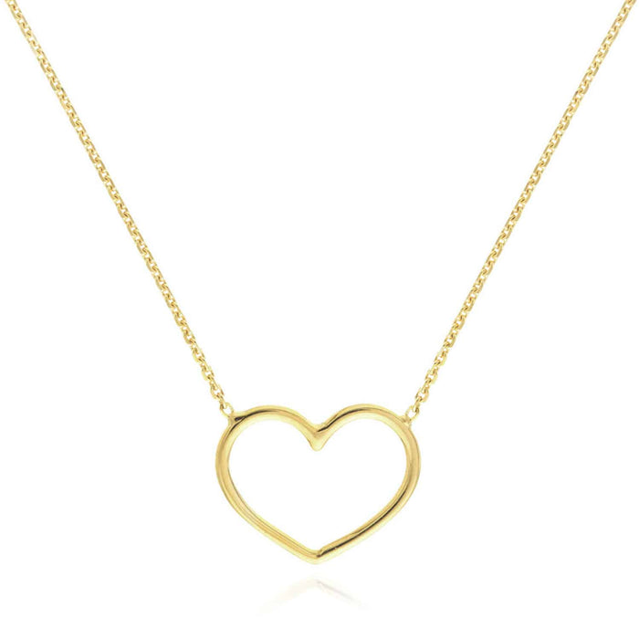 14K Yellow White Rose Gold 0.8mm Open Heart Necklace (Solid Links) 16" - 18" Adjustable - WJD Exclusives