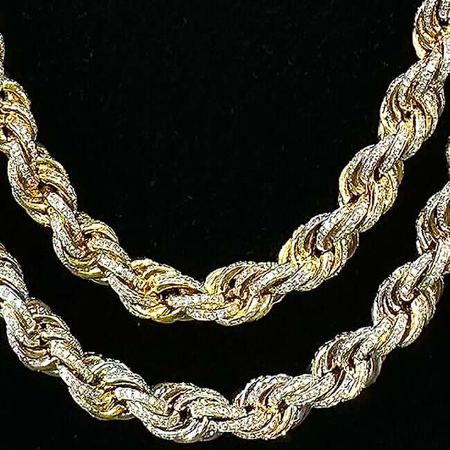 17.4CTW Natural Diamond 10K Yellow Gold 8mm Pave Rope Chain (Solid Links) 22" - WJD Exclusives