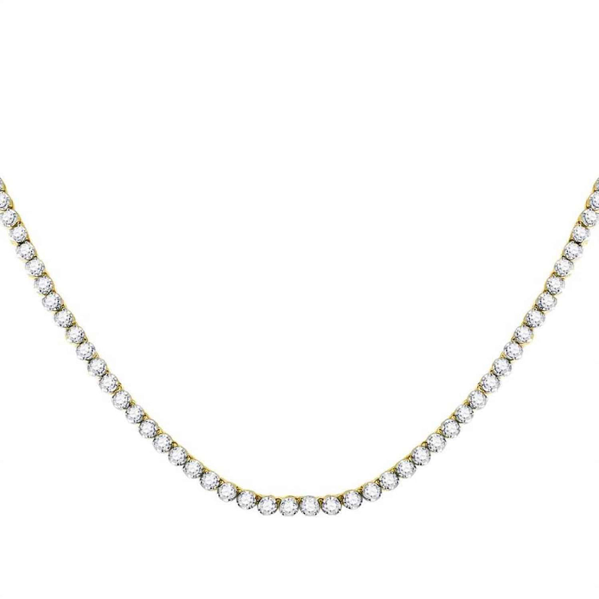 10.5CTW Natural Diamond 10K Yellow White Gold 2.6mm Tennis Necklace 22" - WJD Exclusives