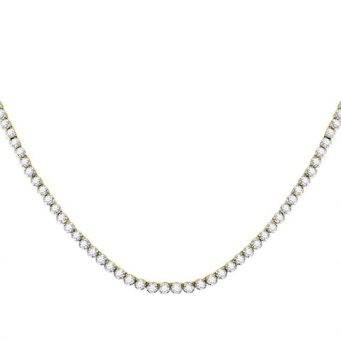 10.5CTW Natural Diamond 10K Yellow White Gold 2.6mm Tennis Necklace 22" - WJD Exclusives
