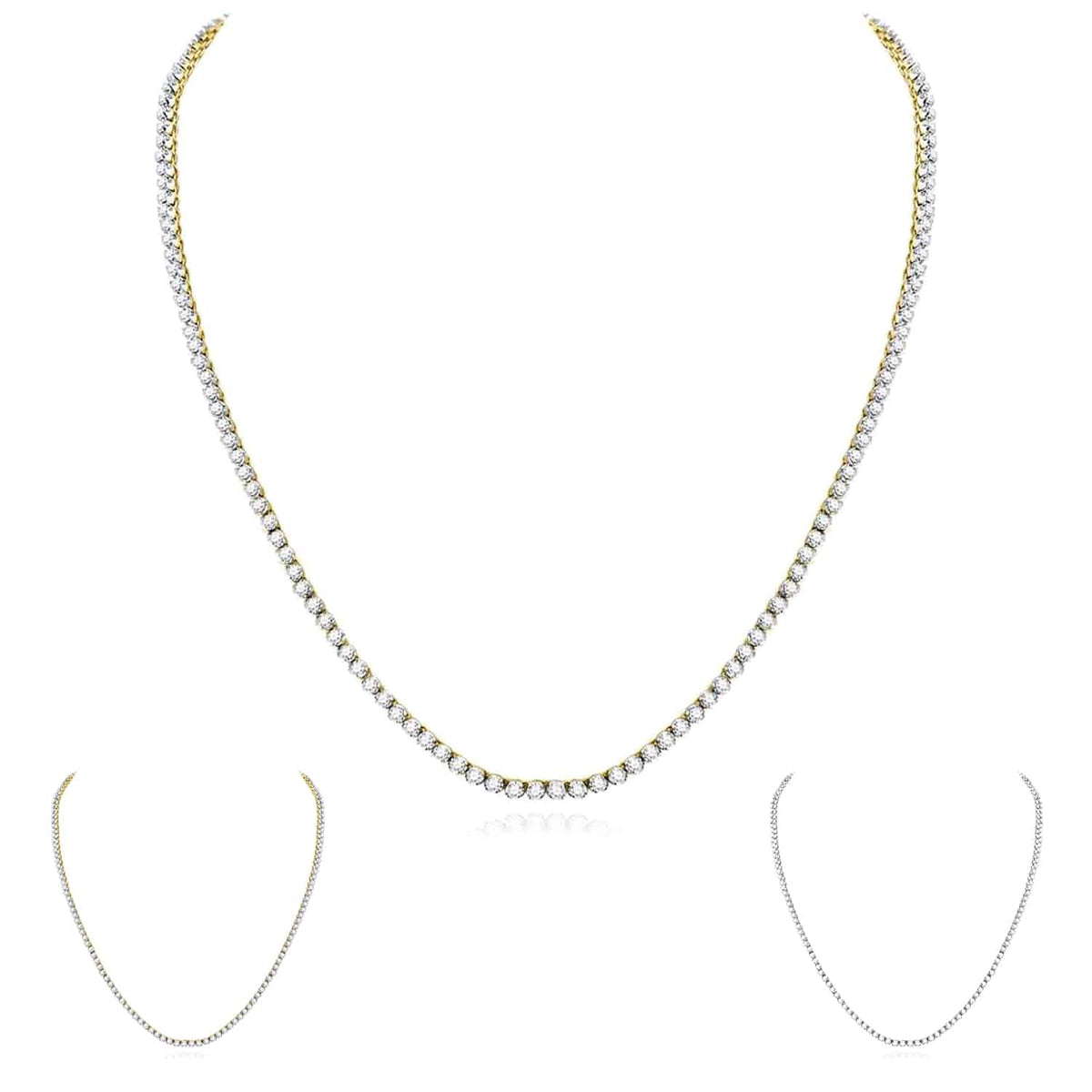 10.5CTW Natural Diamond 10K Yellow White Gold 2.6mm Tennis Necklace 22" - WJD Exclusives