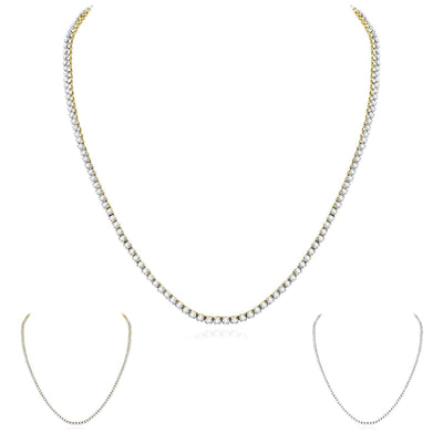 10.5CTW Natural Diamond 10K Yellow White Gold 2.6mm Tennis Necklace 22" - WJD Exclusives