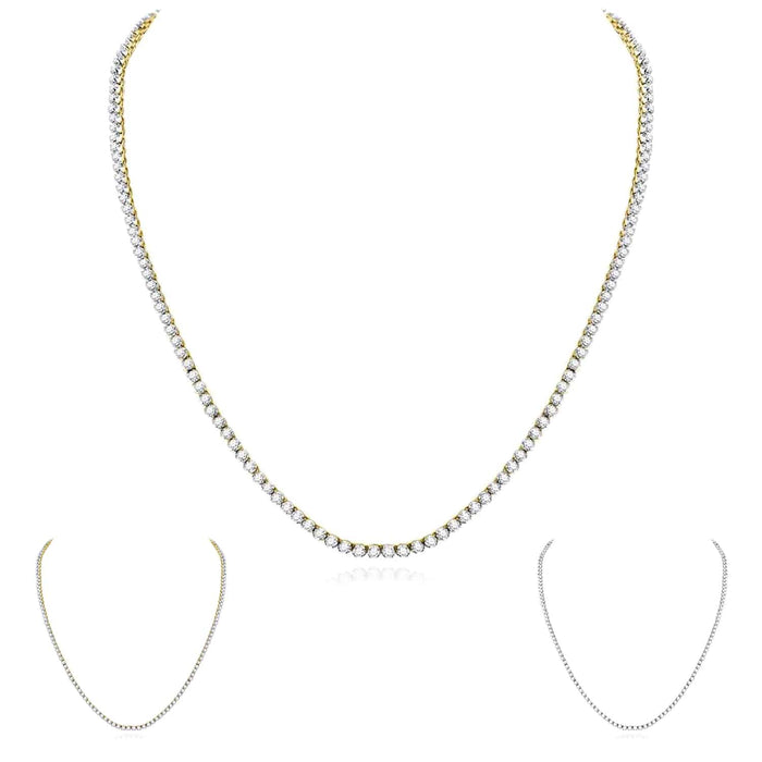 10.5CTW Natural Diamond 10K Yellow White Gold 2.6mm Tennis Necklace 22" - WJD Exclusives