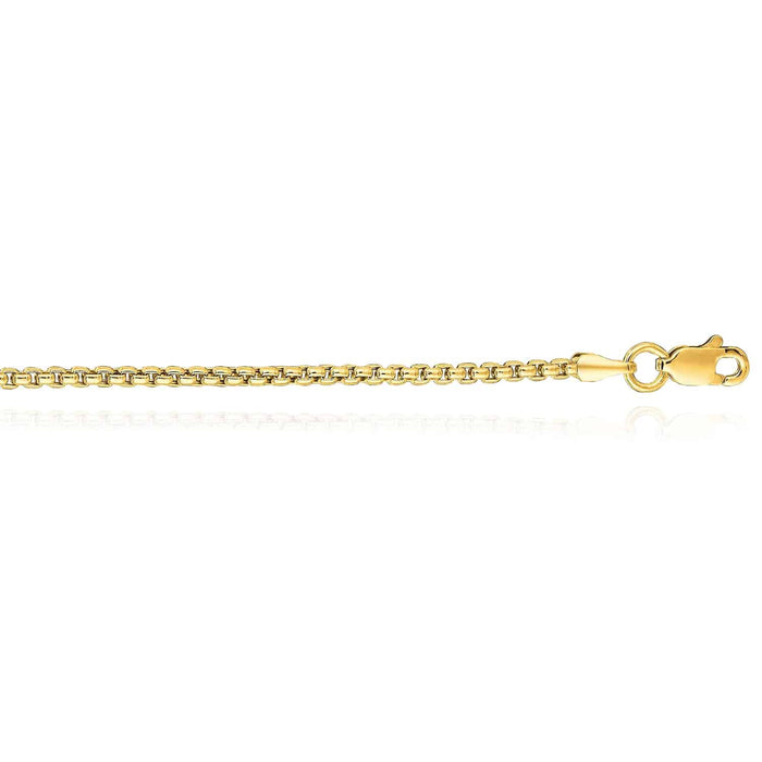14K Yellow Gold 1.8mm Round Box Chain (Hollow) 16" - 24" - WJD Exclusives