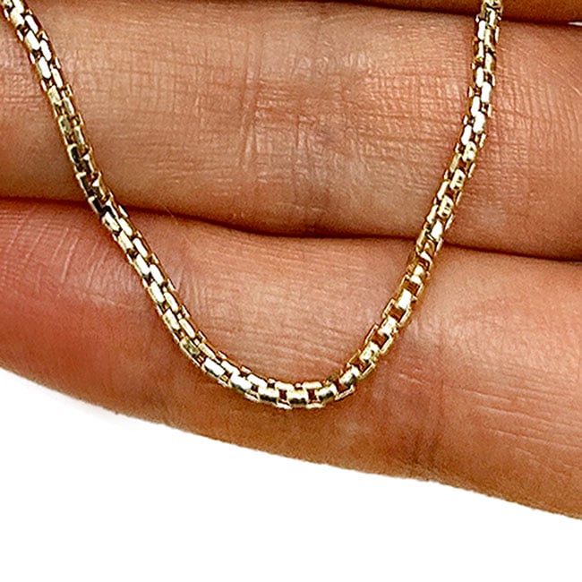 14K Real Gold 1.8mm Solid Round Box Chain Necklace 16"-24"