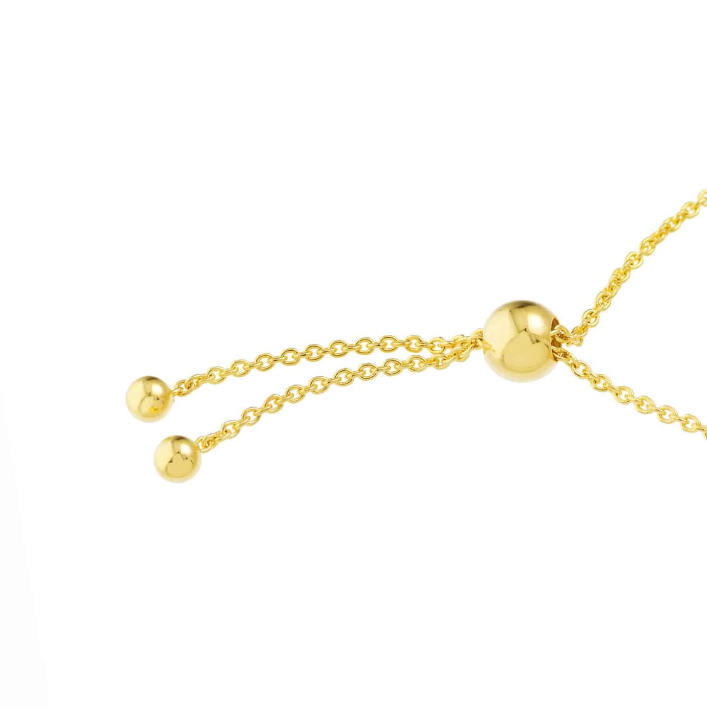 14K Real Gold Yellow Mini Emerald Bezel Bolo Cable Bracelet 5"-9.5" Adjustable