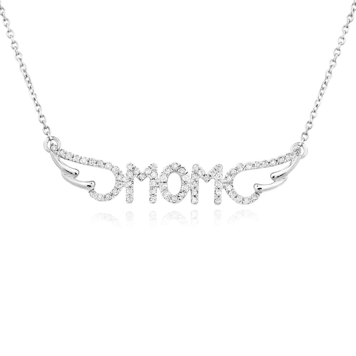 0.16CTW Natural Diamond 10K Yellow White Rose Gold Wings MOM Necklace (Solid Links) 18" - WJD Exclusives