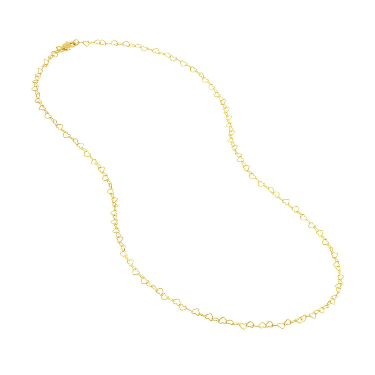 14K Yellow Gold 3.5mm Twisted Little Hearts Chain Necklace (Hollow) 18" - WJD Exclusives