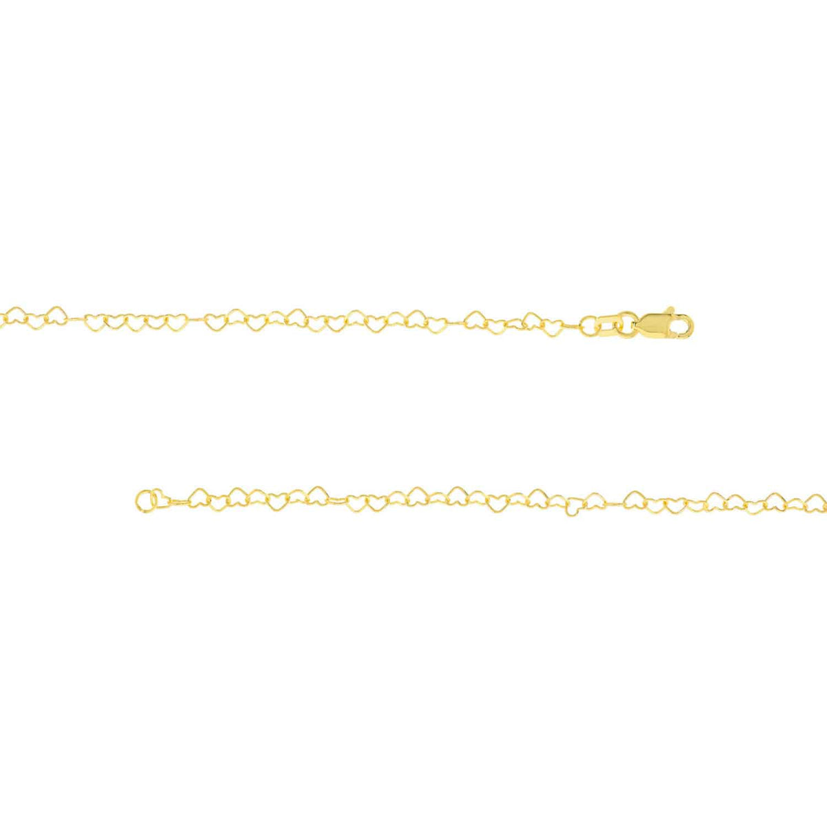 14K Yellow Gold 3.5mm Twisted Little Hearts Chain Necklace (Hollow) 18" - WJD Exclusives