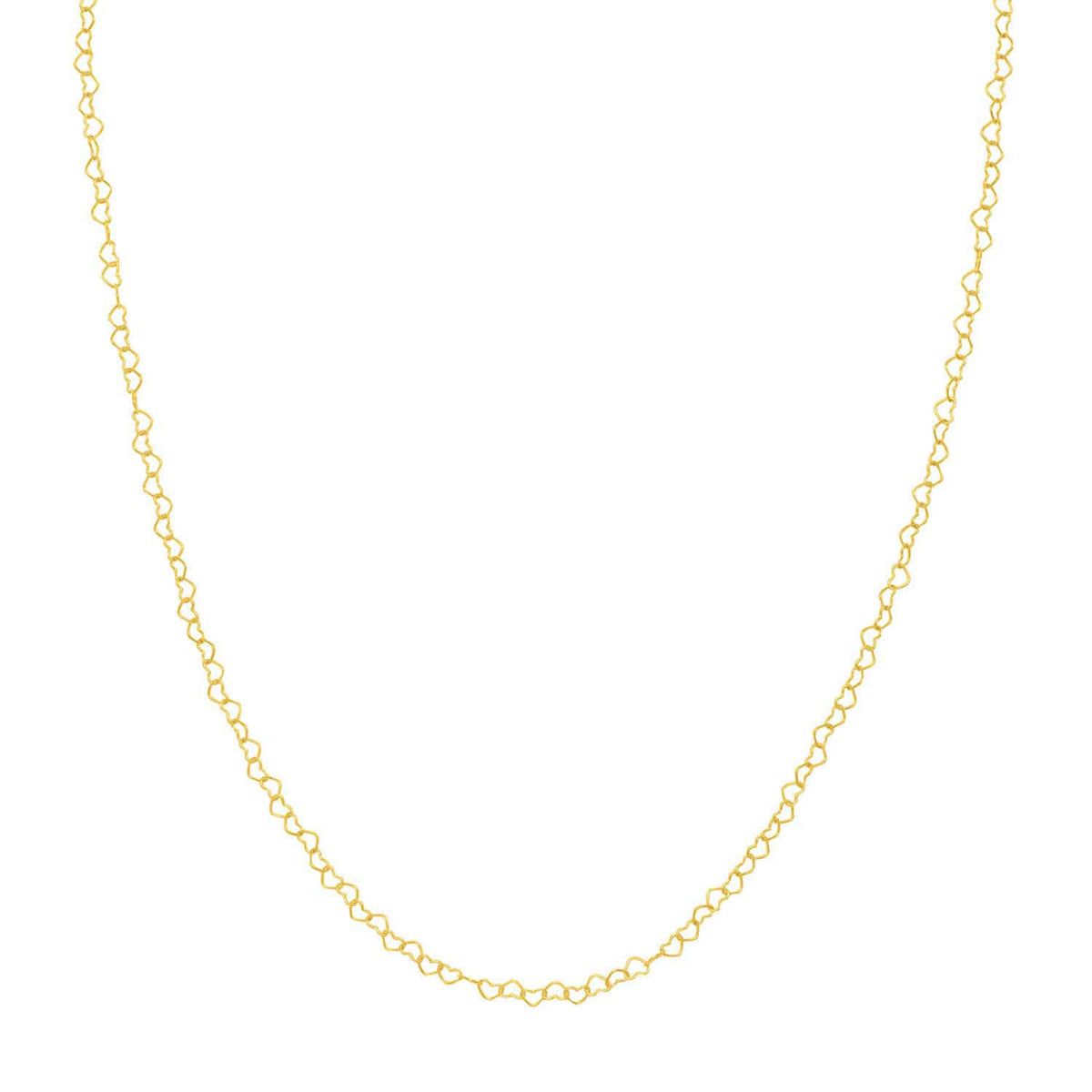 14K Yellow Gold 3.5mm Twisted Little Hearts Chain Necklace (Hollow) 18" - WJD Exclusives