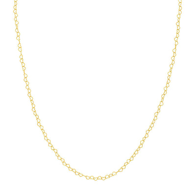 14K Yellow Gold 3.5mm Twisted Little Hearts Chain Necklace (Hollow) 18" - WJD Exclusives