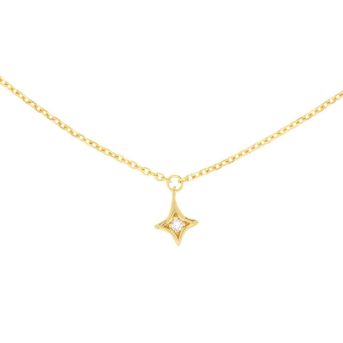 Natural Diamond Dangle 14K Yellow Gold Layered Star Necklace (Hollow) 18" - 22" Adjustable - WJD Exclusives