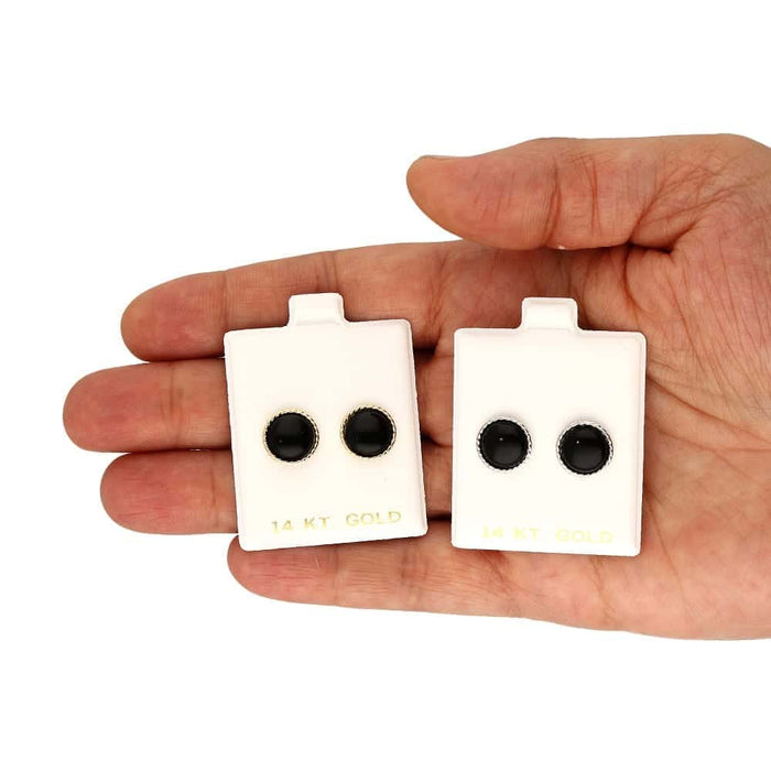 14k Yellow Gold White Gold Twisted Bezel Gemstone Push Back Stud Earrings