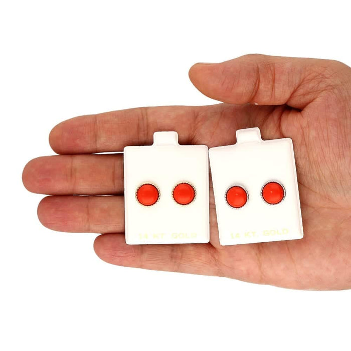 14k Yellow Gold White Gold Twisted Bezel Gemstone Push Back Stud Earrings