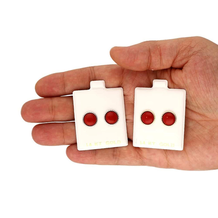 14k Yellow Gold White Gold Twisted Bezel Gemstone Push Back Stud Earrings