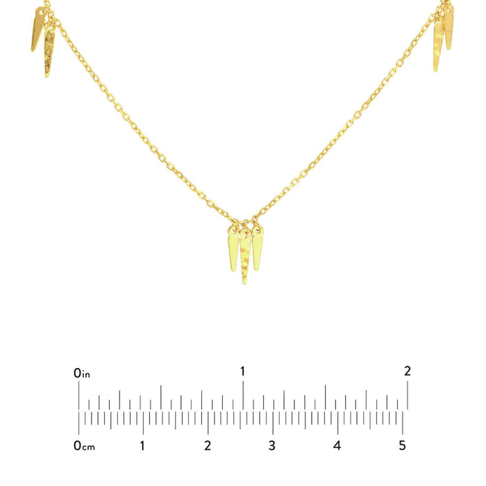 14K Yellow Gold Dangle Icicles Layered Duet Necklace (Hollow) 18" - 22" Adjustable - WJD Exclusives