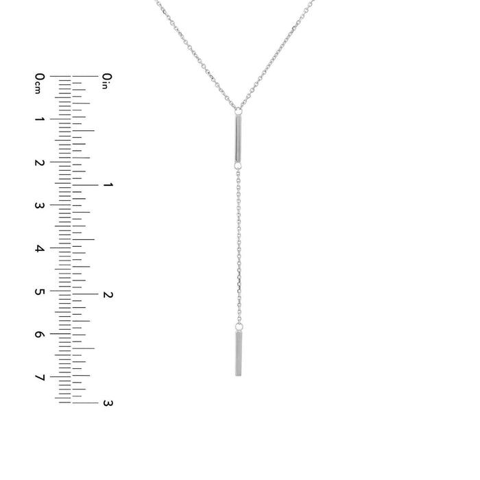14K Yellow Gold Double 2 - Bar Lariat Necklace (Solid Links) 16" - 18" Adjustable - WJD Exclusives