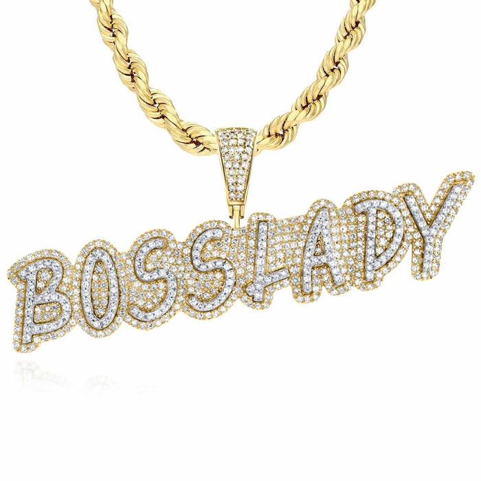 1.50CTW Natural Diamond 10K Gold Yellow Rose BOSS LADY Pendant 0.86" - WJD Exclusives