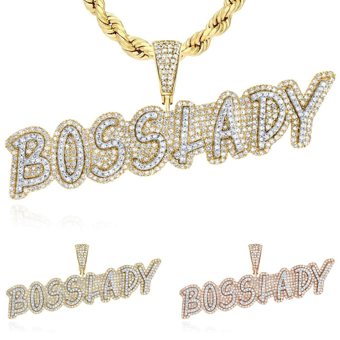 1.50CTW Natural Diamond 10K Gold Yellow Rose BOSS LADY Pendant 0.86" - WJD Exclusives