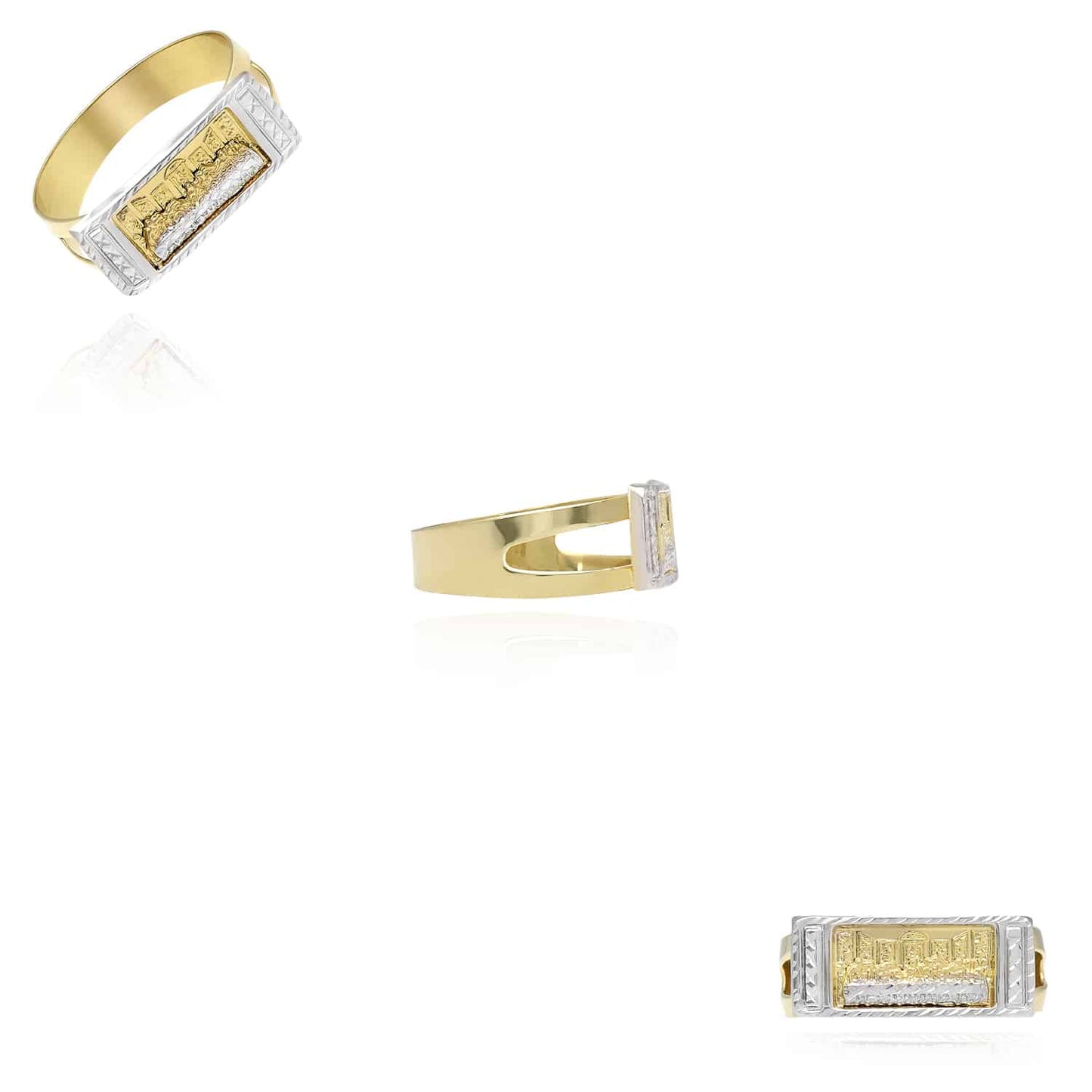 10K Gold Two-Tone Yellow White The Last Supper Religious Signet Ring