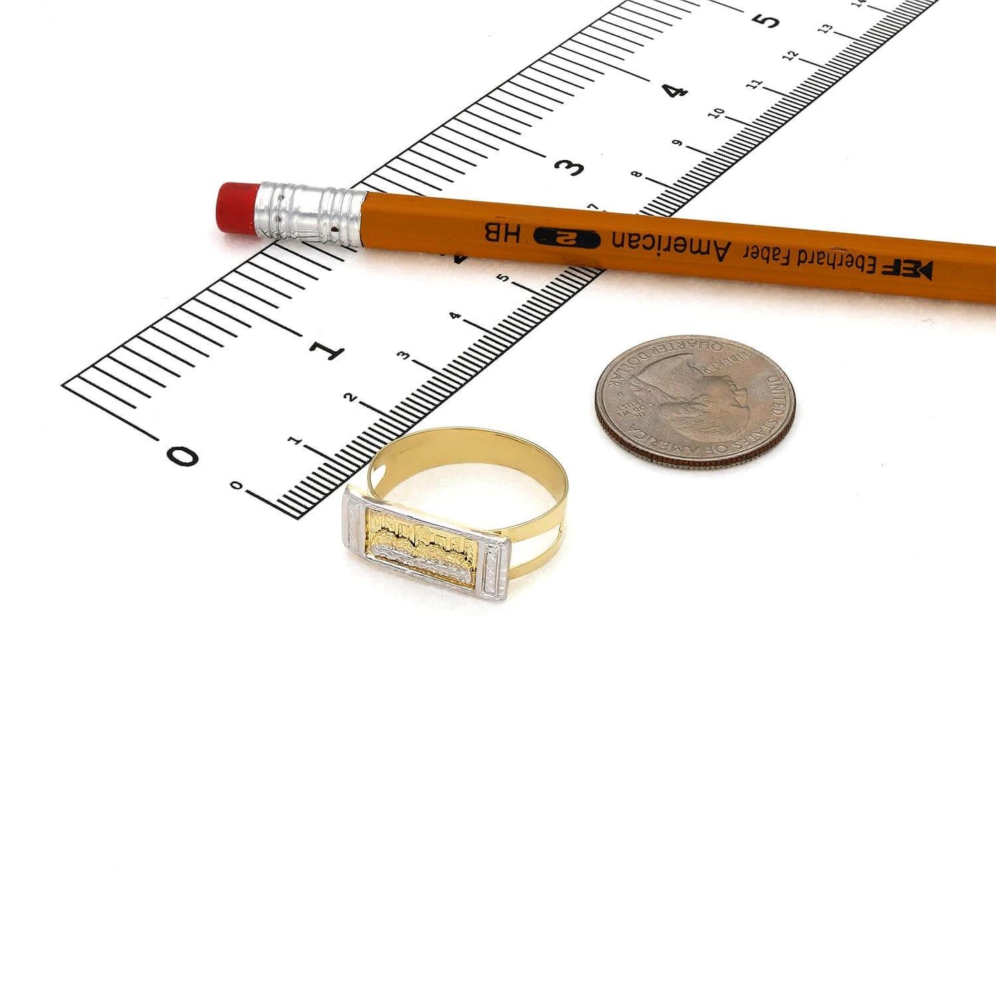 10K Gold Two-Tone Yellow White The Last Supper Religious Signet Ring