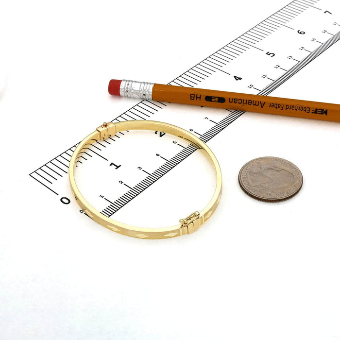 10K Yellow Gold 4mm Diamond - Cut Satin Bangle Bracelet (Hollow) 6.75" - WJD Exclusives