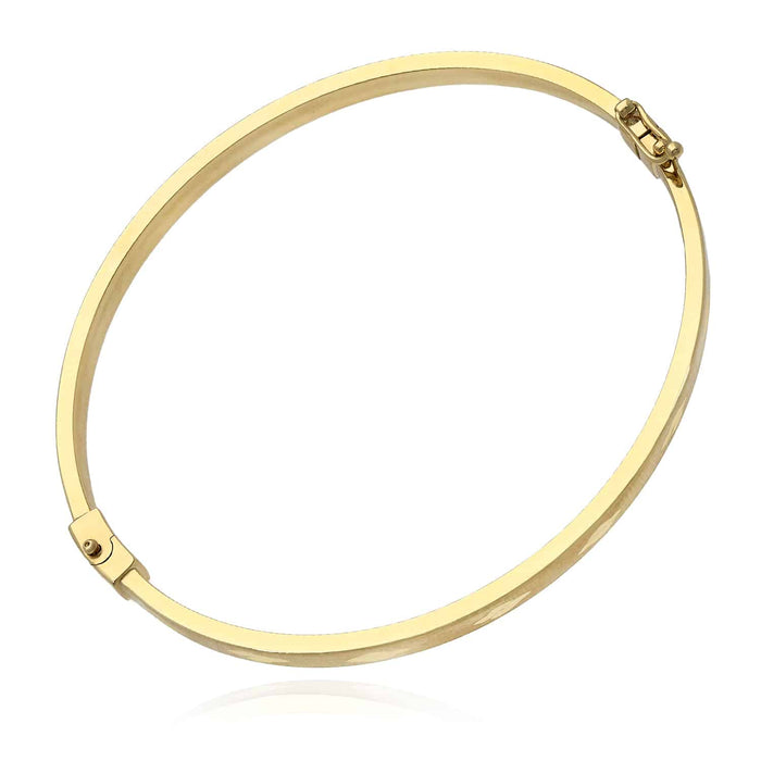 10K Yellow Gold 4mm Diamond - Cut Satin Bangle Bracelet (Hollow) 6.75" - WJD Exclusives