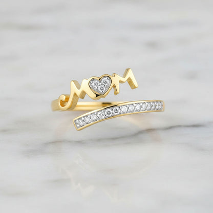 0.08CTW Natural Diamond 10K Yellow Gold Channel Open Bypass "MOM" Cocktail Ring