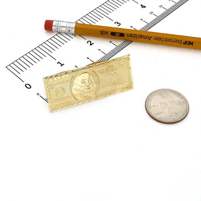 10K Yellow Gold One Hundred 100 Dollar Bill Two - Finger Ring - WJD Exclusives