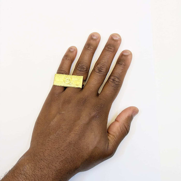 10K Yellow Gold Million Dollar Banknote Two - Finger Ring - WJD Exclusives
