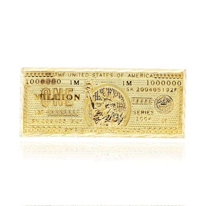 10K Yellow Gold Million Dollar Banknote Two - Finger Ring - WJD Exclusives