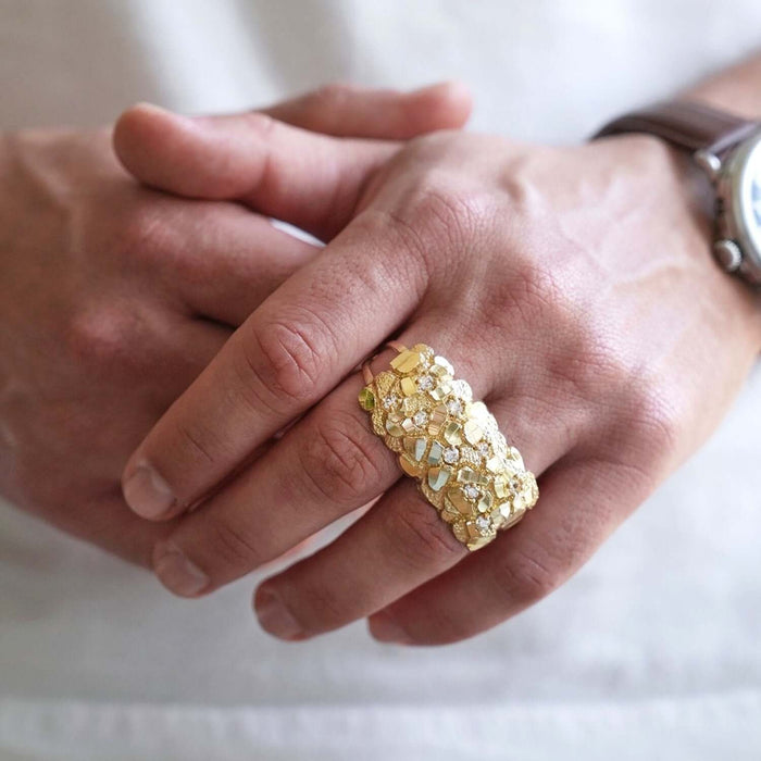10K Gold CZ Nugget Two - Finger Ring - WJD Exclusives