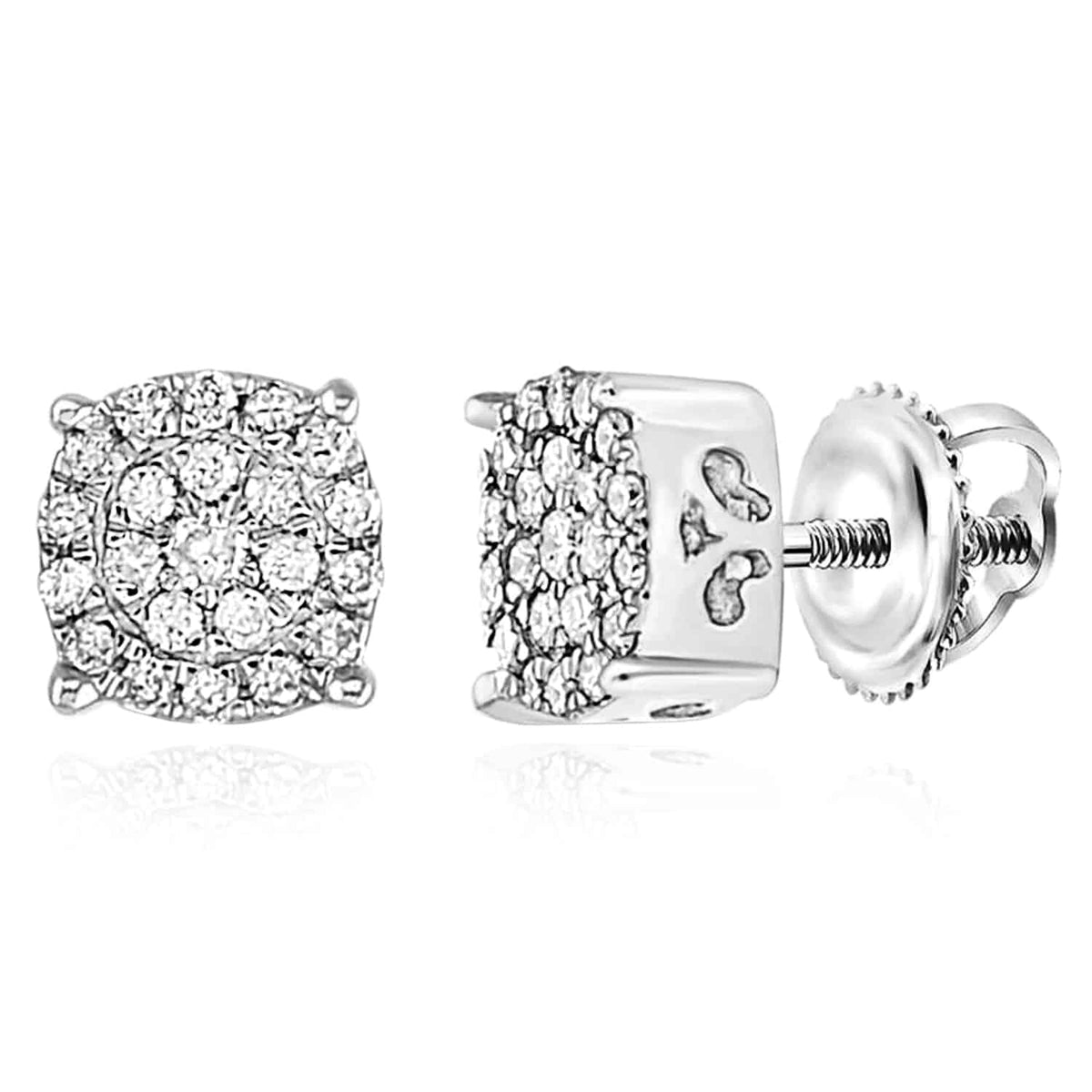 0.15CTW Natural Diamond 10K Gold White Rose Round Cluster Stud Earrings 5mm - WJD Exclusives