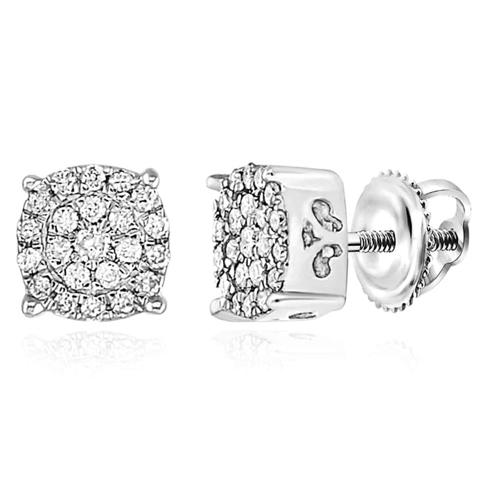 0.15CTW Natural Diamond 10K Gold White Rose Round Cluster Stud Earrings 5mm - WJD Exclusives