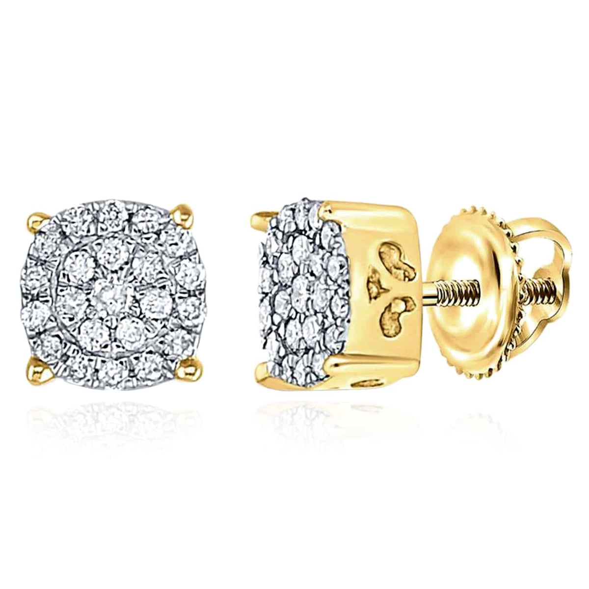 0.15CTW Natural Diamond 10K Gold White Rose Round Cluster Stud Earrings 5mm - WJD Exclusives
