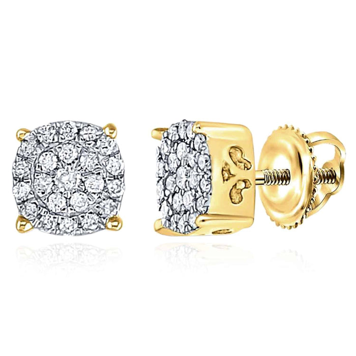 0.15CTW Natural Diamond 10K Gold White Rose Round Cluster Stud Earrings 5mm - WJD Exclusives