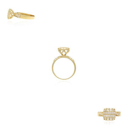 10K Gold Yellow CZ Baguette Square Cocktail Ring