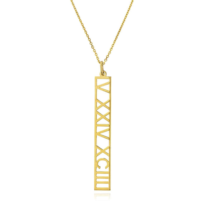 Customizable 14K Yellow White Rose Gold Vertical Nameplate Necklace (Solid Links) 14" - 18" Adjustable - WJD Exclusives