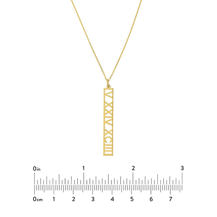 Customizable 14K Yellow White Rose Gold Vertical Nameplate Necklace (Solid Links) 14" - 18" Adjustable - WJD Exclusives