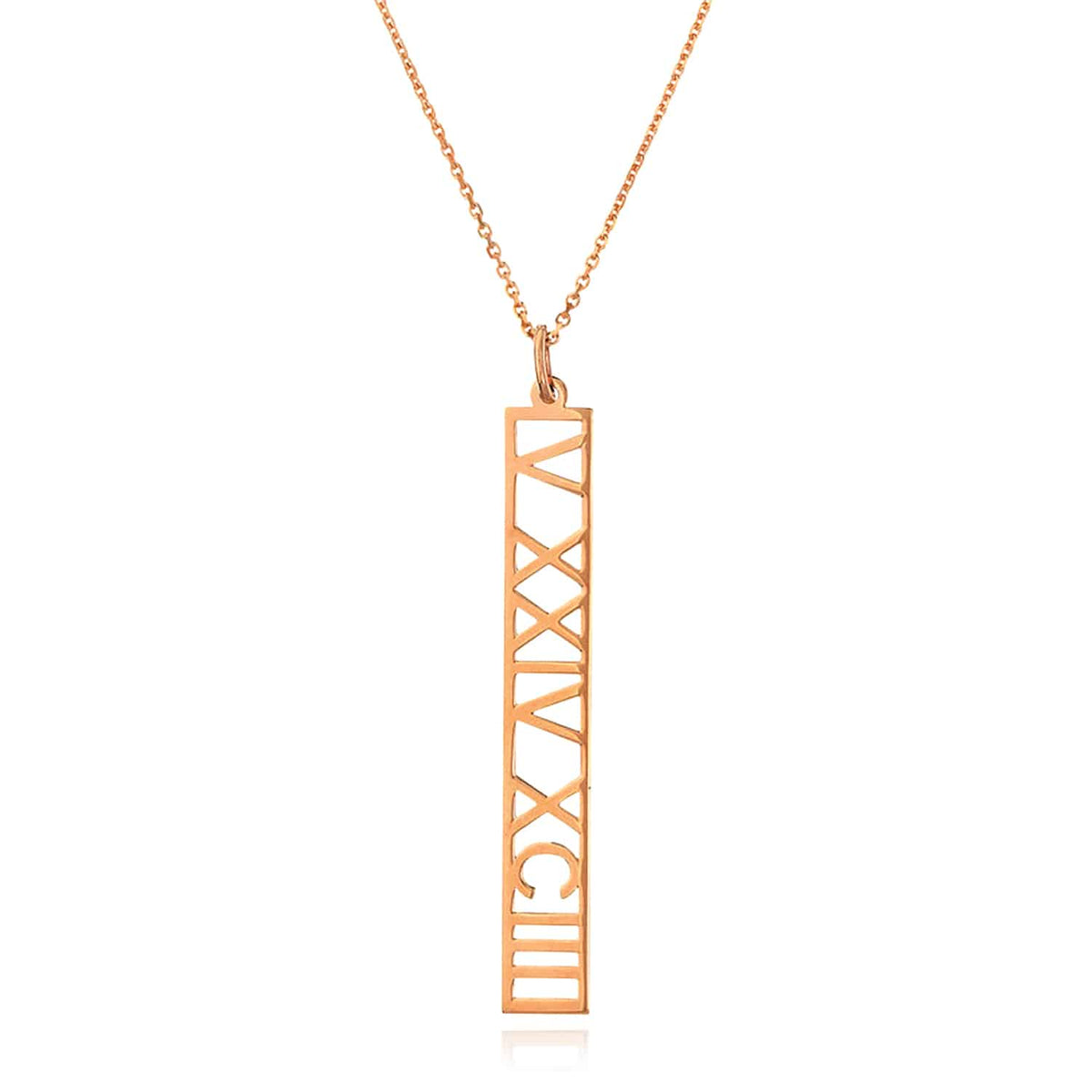 Customizable 14K Yellow White Rose Gold Vertical Nameplate Necklace (Solid Links) 14" - 18" Adjustable - WJD Exclusives