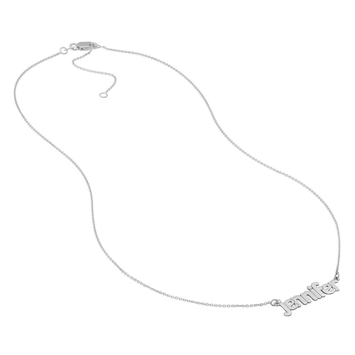 Customizable 14K Yellow Gold Bubble Nameplate Necklace (Solid Links) 0.2" 14" - 18" Adjustable - WJD Exclusives